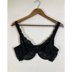 Romantic Smart & Sexy Womens 40D Black Floral Lace Unlined Underwire Bra‎ 85045